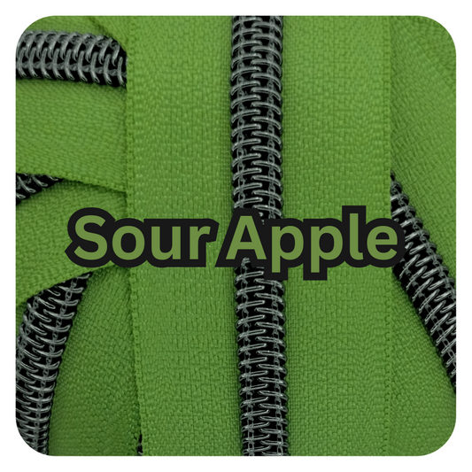 #5 Zipper - Sour Apple - with Gunmetal Teeth - by the meter at Atelier Fiber Arts