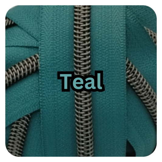 #5 Zipper - Teal with Gunmetal Teeth - by the meter at Atelier Fiber Arts