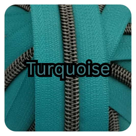 #5 Zipper - Turquoise with Gunmetal Teeth- by the meter at Atelier Fiber Arts