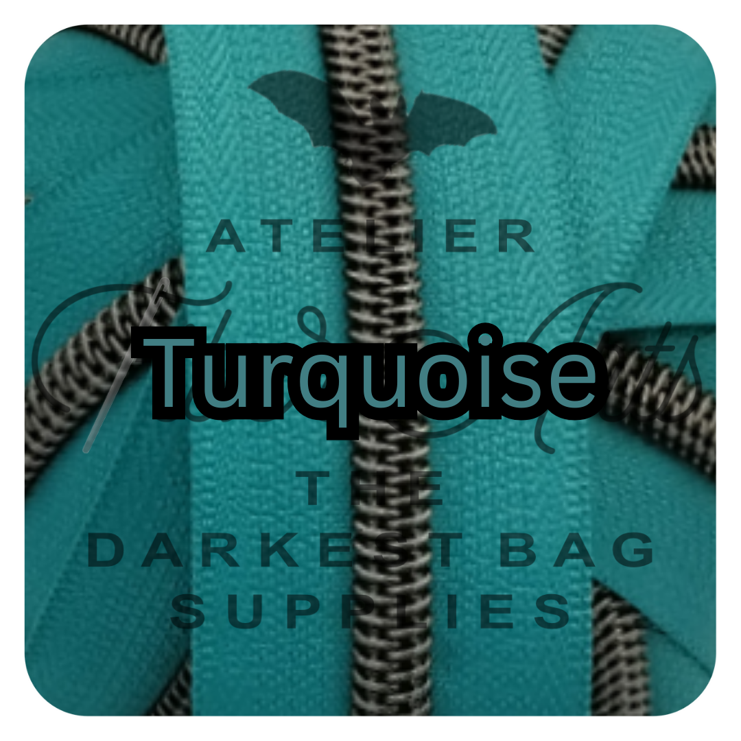 #5 Zipper - Turquoise - by the meter - Gunmetal Teeth at Atelier Fiber Arts