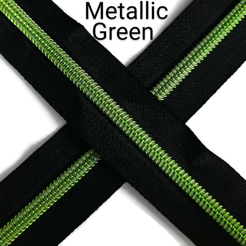#5 Zipper - Metallic Green - by the meter Default Title Atelier Fiber Arts