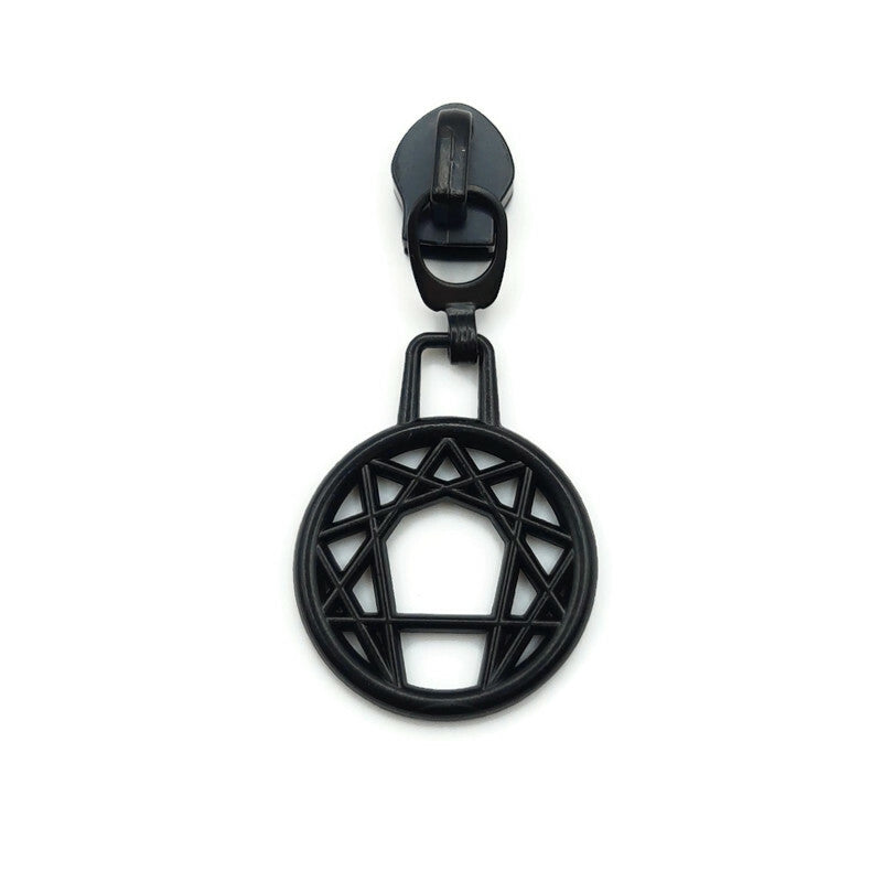 #5 Enneagram Nylon Zipper Pulls in Matte Black - 3pcs Atelier Fiber Arts