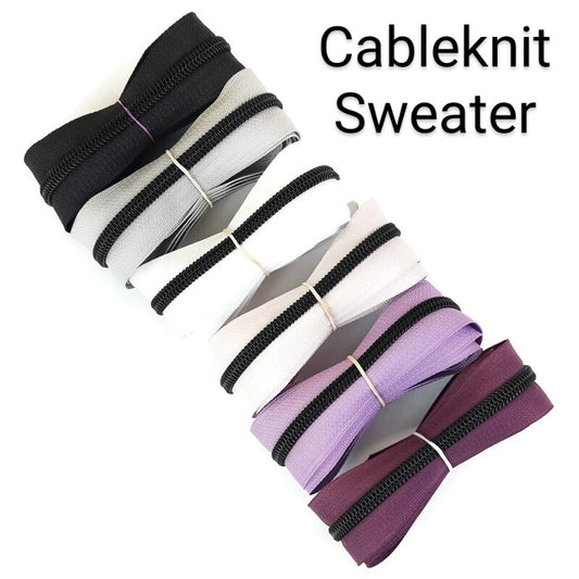 Cableknit Sweater Zipper Bundle at Atelier Fiber Arts