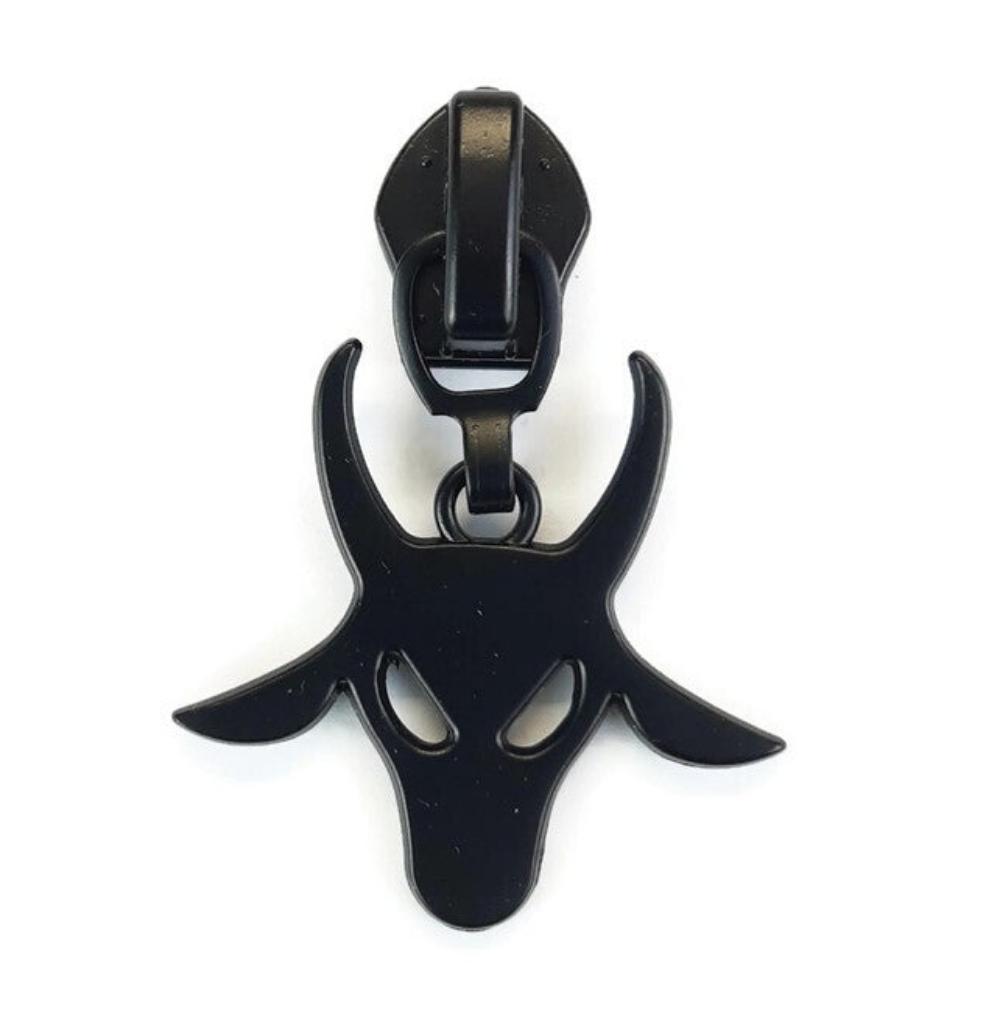 #5 Angry Goat Nylon Zipper Pulls Matte Black - 3pcs Atelier Fiber Arts