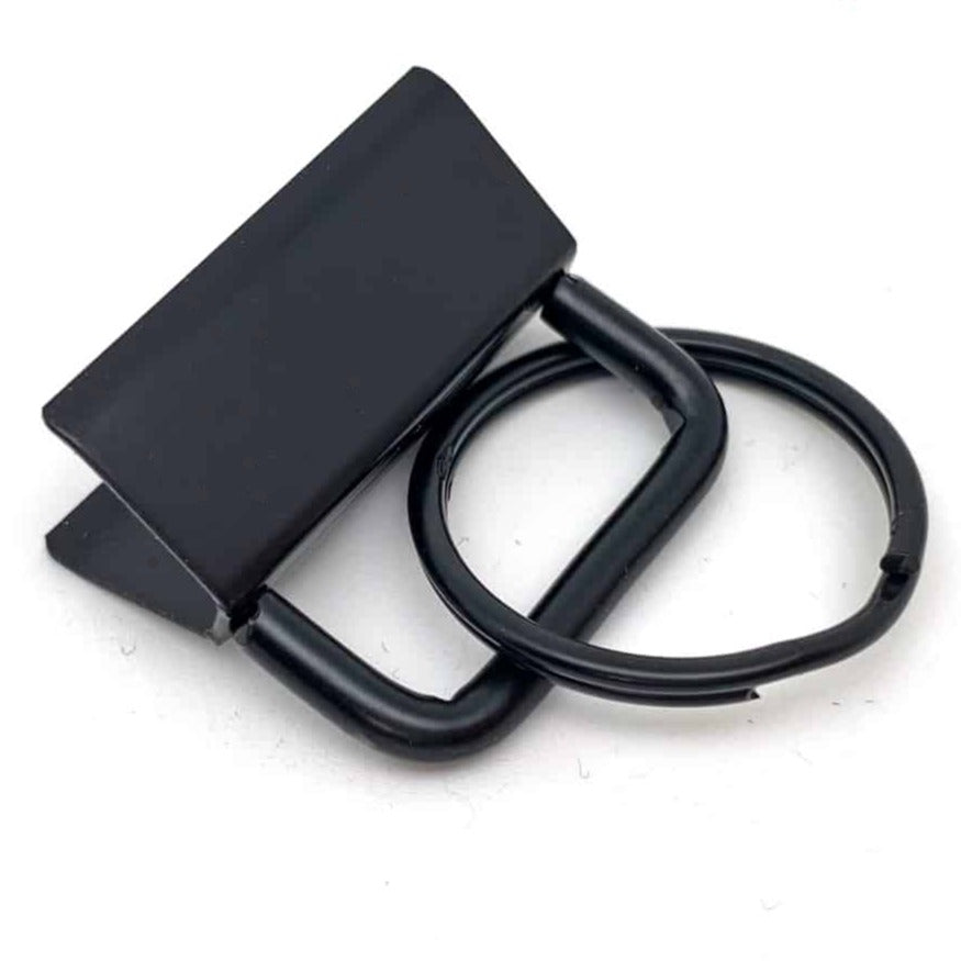 Key Fob Hardware with split ring - Matte Black - 25mm (1 inch) - 2 pack at Atelier Fiber Arts